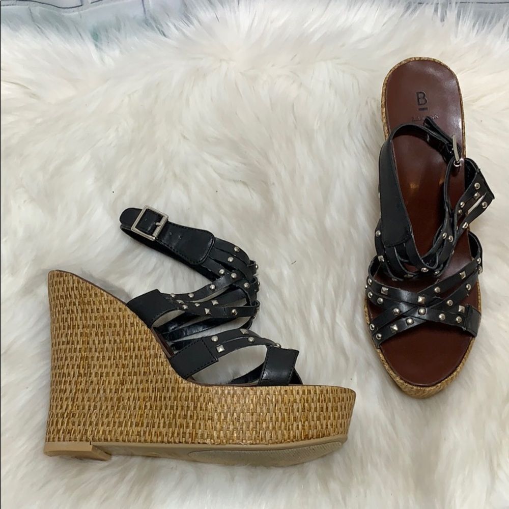 Bakers‎ Black Studded Woven Espadrille Wedg…
